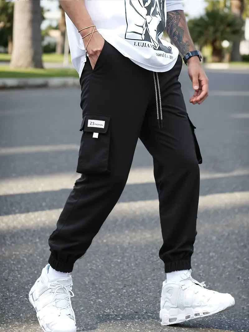 Men's Black Premium Cargo Trouser | All-Season Comfort