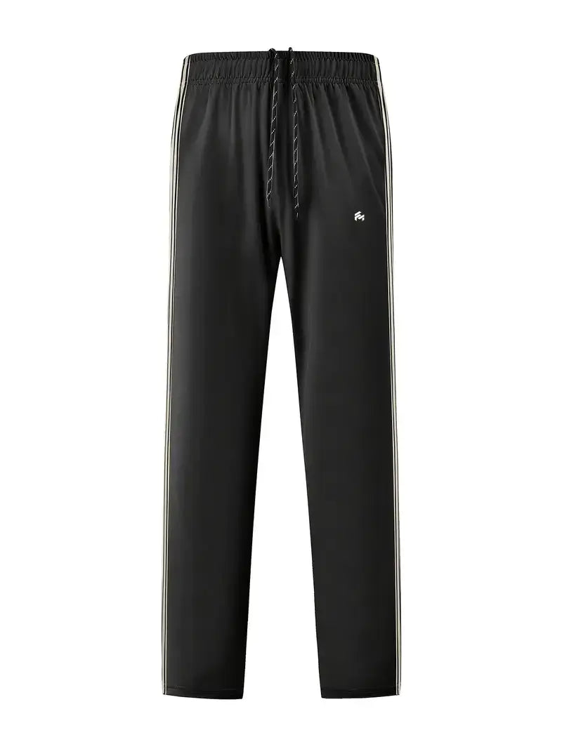 Men's Trendy Breathable Striped Short Sleeve Black Tracksuit