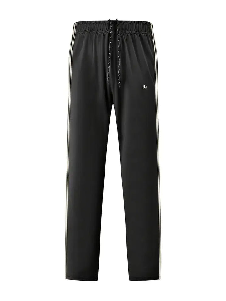 Men's Trendy Breathable Striped Short Sleeve Black Tracksuit
