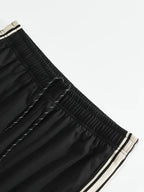 Men's Trendy Breathable Striped Short Sleeve Black Tracksuit