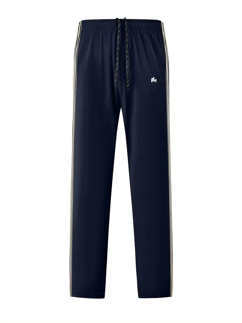 Men's Trendy Breathable Striped Short Sleeve Black Tracksuit
