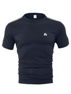 Men's Trendy Breathable Striped Short Sleeve Blue Tracksuit