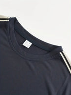 Men's Trendy Breathable Striped Short Sleeve Blue Tracksuit