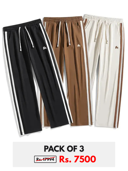 Trendy Contrast Color Stripe Trousers (PACK OF 3)