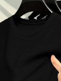 Men's Ice Silky Cooling Crew Neck T-Shirt – Breathable, Lightweight & Moisture-Wicking (Black)