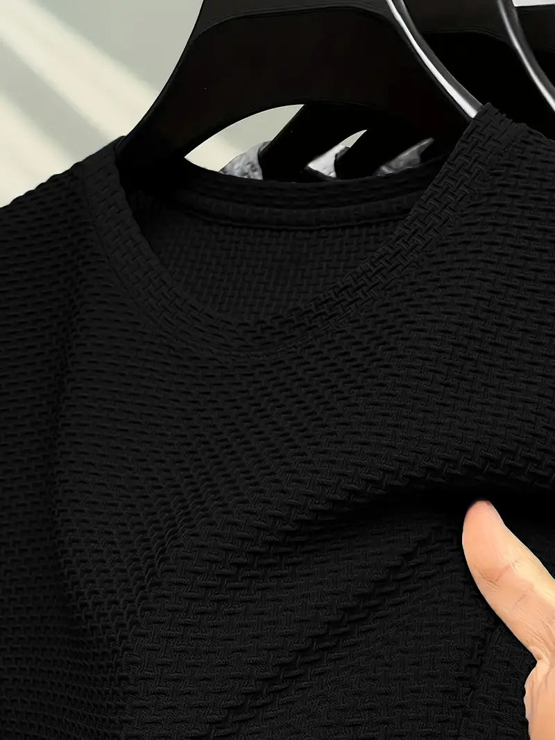 Men's Ice Silky Cooling Crew Neck T-Shirt – Breathable, Lightweight & Moisture-Wicking (Black)