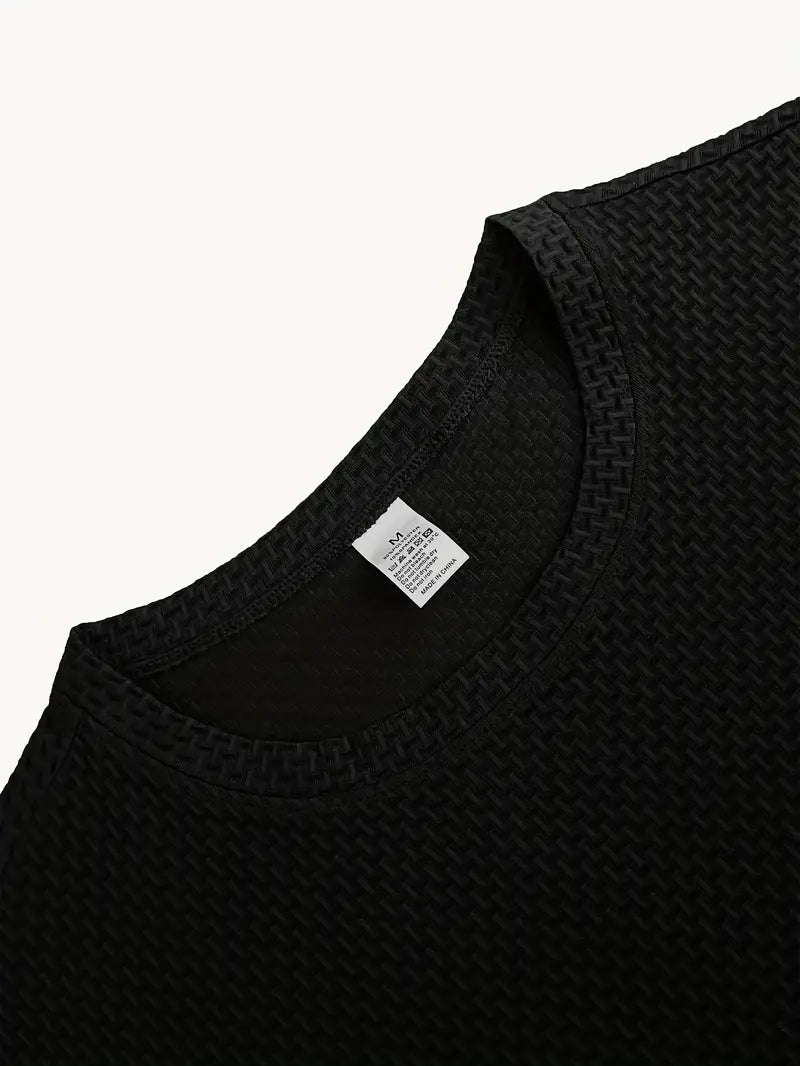 Men's Ice Silky Cooling Crew Neck T-Shirt – Breathable, Lightweight & Moisture-Wicking (Black)